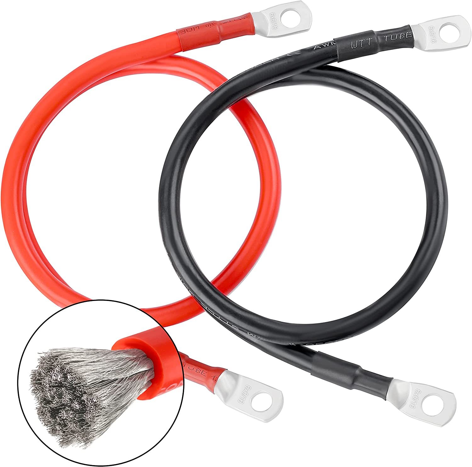 Screwish 6 Gauge Battery Cable With 5/16&quot; Tinned Copper Lugs - 4 Feet(2,... - $33.99