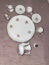 Vintage Miniature Porcelain Rose Pattern 10 Piece Tea Set. - $9.89