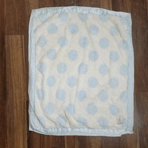 Little Giraffe Baby Boy Blanket White Blue Fluffy Big Polka Dot Circle Spot FLAW - £35.60 GBP