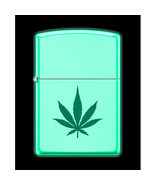 Zippo Lighter - GREEN Leaf on WHITE MATTE Glow in the Dark  - 854276 - $35.62