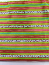 Cranston Print Works Fabric 60&quot; X 22&quot; Orange Green Stripe Floral Cotton - £11.68 GBP