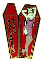 Hooters Sexy Halloween Green Girl In Coffin 2006 Lapel Pin - Bats - £14.14 GBP