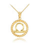 10K Solid Gold Libra Zodiac Sign Circle Rope Pendant Necklace 16&quot; 18&quot; 20... - $189.90+
