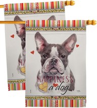 Gray Boston Terrier Happiness House Flag 2 Pcs Pack Dog Puppy Spoiled Paw Canine - $41.99