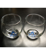 Libbey Cocktail Glasses Masonic Logo G Geometry Set of Two Blue on Clear... - £10.37 GBP