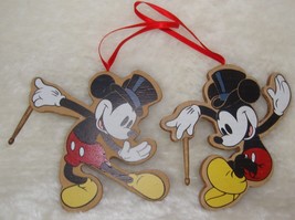 Vintage Disney Mickey Mouse With Top Hat Kurt Adler Wood Ornament Lot Of 2 - £11.84 GBP