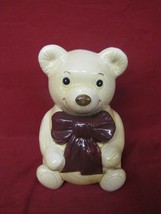 Vintage Teddy Bear  With Red Bow Cookie Jar Metlox - $29.69