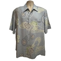 Tori Richard Floral Hawaiian Aloha Blue Silk Linen Button Up Shirt XL Po... - $49.49