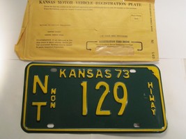 *Unused* LICENSE PLATE Non Highway Tag 1973 KANSAS NT 129 Norton County ... - £14.02 GBP