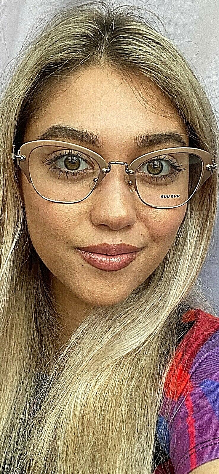 New Miu Miu VMU 3O50  50mm Gold Cat Eye Oversized Women's Eyeglasses Frame Item image 13