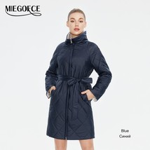 Gofce 2023 new spring autumn women s quilted jacket stand up belt scarf parka loose mid thumb200