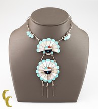 Catenina Argento Sterling Lapidario Intarsio Placca Pendente Collana 41.9cm - $892.90