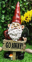 Grumpy Mr Gnome Grandpa With Shovel Standing By &#39;Go Away!&#39; Yard Sign Fig... - £27.90 GBP