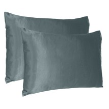 Gray Dreamy Set Of 2 Silky Satin Queen Pillowcases - £25.03 GBP