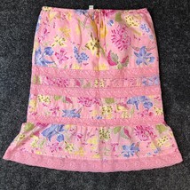 Banana Republic Boho Skirt Linen Blend Midi Womens 10 Lined Pink Floral ... - $16.50