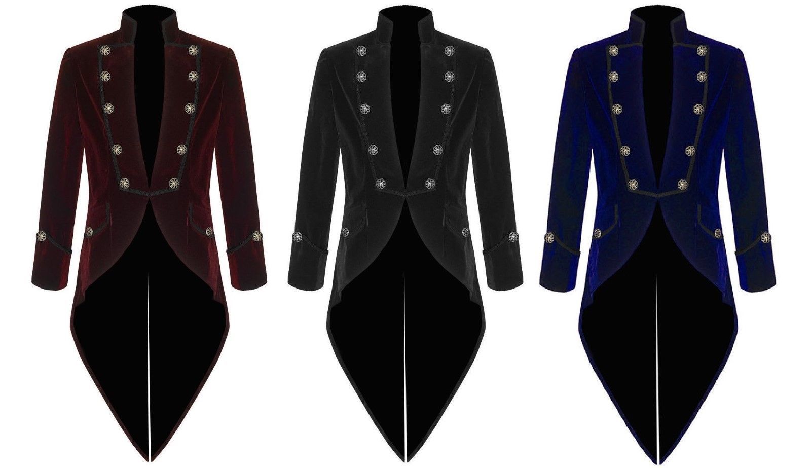 Men's Handmade Steampunk Tailcoat Jacket Velvet Goth VTG Victorian Various Color - $119.99