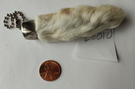 Real Natural Lucky Rabbit Foot Keychain with nails White Beige color - $12.99