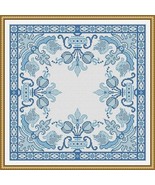 Antique Pillow Square Blue Motif Counted Cross Stitch Pattern PDF - £4.69 GBP