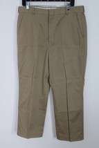Vtg 90s LL Bean 36 Khaki Cotton Blend Twill Flat Front Pants USA - £20.02 GBP