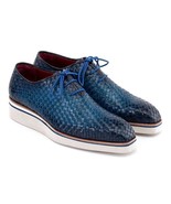 Paul Parkman Mens Shoes Blue Leather Upper Oxford Style Handmade 182-WVN... - €299,69 EUR