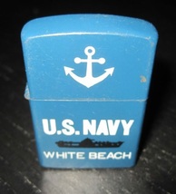 Vintage US NAVY USN White Beach Souvenir Flip Top petrol Lighter - £10.15 GBP