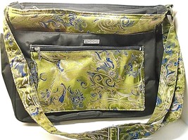Kecci Mommy Diaper Bag GREEN Flowers Asian Brocade GOOD CONDITION - $20.79