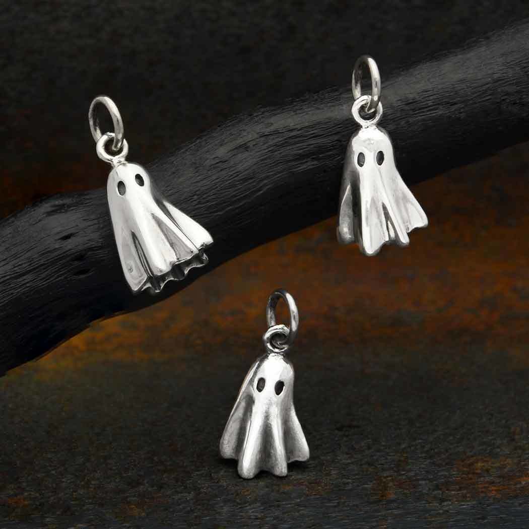 Sterling Silver 3D Ghost Charm 17x8mm - $21.20