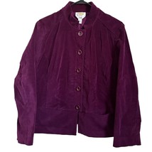 Talbots Blazer Jacket Size 14 Large Purple Corduroy Cotton Spandex Stretch - £14.06 GBP