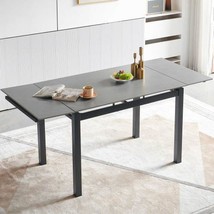Grey Ceramic Modern Rectangular Expandable Dining Room Table - £418.00 GBP