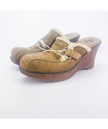Vintage Y2K Fashion Bug Wedge Clogs Mule Faux Leather Sherling Womens 8 ... - $39.63 CAD
