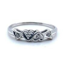 14k White Gold Genuine Natural Diamond Heart Band Ring (#J5178) - £160.36 GBP
