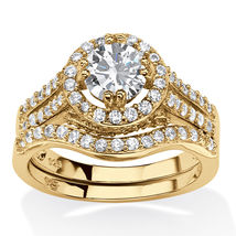 2ct Diamond 14K Gold Over 925 Silver halo Engagement Ring Wedding Bridal Set 7 8 - £111.70 GBP