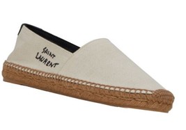 Saint Laurent Espadrille Woman&#39;s Beige Black Logo Flat Shoes Size US 9 E... - $298.85
