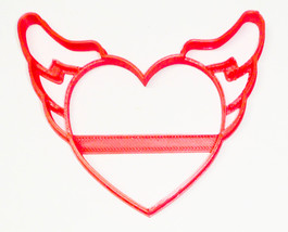6x Heart With Angel Wings Love Fondant Cutter Cupcake Topper 1.75 IN USA FD3324 - £6.28 GBP