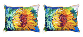 Pair of Betsy Drake Windy Sunflower Small Outdoor Indoor Pillows 11X 14 - £55.38 GBP