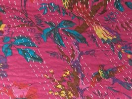 Traditional Jaipur Indian Pink Beautiful Handmade Kantha Quilt Handmade Cotton T - £43.94 GBP+