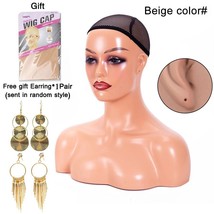 Skin Mannequin Head With Shoulders Realistic Female Manikin Mannequin Head For W - £70.61 GBP