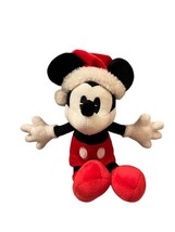 Disney Mickey Mouse Classic Cartoon Christmas Plush 9&quot; Red Santa Hat Dis... - $4.78