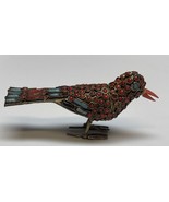 Tibetan Brass Turquoise And Red Coral Stone Jewel Encrusted Bird Figurin... - $19.80