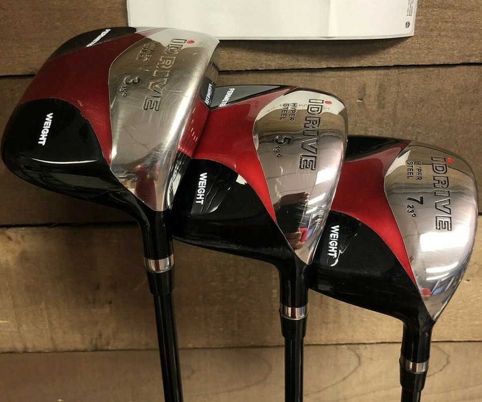 USED Senior Mens iDrive Red Square Fairway 3 5 7 Wood Golf Clubs Senior ... - $205.75