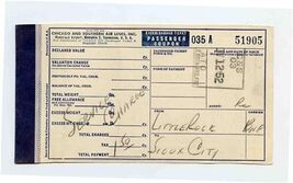 Chicago and Southern Air Lines Excess Baggage Ticket Passenger Coupon 1952 - $17.82