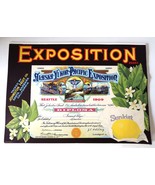 Vtg Sunkist Lemons Fruit Crate Label Alaska Yukon Pacific Expo Schmidt L... - $19.99