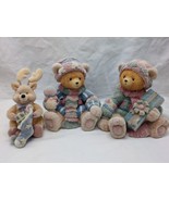 Set Of (3) Cottage Collectible Christmas Holiday Bears - $19.79