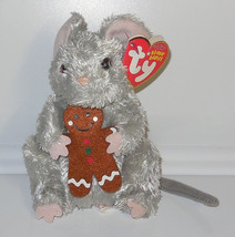 Ty STIRRING the Christmas MOUSE w GINGERBREAD MAN COOKIE Beanie Baby plu... - $33.47