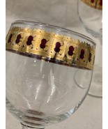 3 VTG Culver Cranberry Scroll 22K Gold Wine Glasses MCM Stemware 60s Rub... - £44.11 GBP