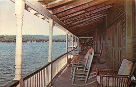 Chrome NH Postcard G165 Camp Notre Dame Spofford Lake Club Porch Men Boys - $7.43