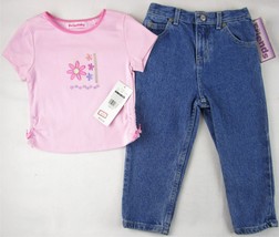 NWT Just Friends Girl&#39;s 2 Pc. Outfit , SS Pink Top &amp; Denim Jeans, 3T, $33 - £12.53 GBP