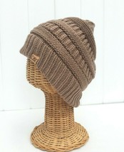 Men Women&#39;s Kahki Brown Knit Winter Beanie Hat Soft Stretch Baggy Cap # L - £6.48 GBP