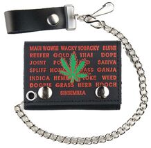 KRONIC MARIJUANA STRAINS TRIFOLD BIKER WALLET W CHAIN mens LEATHER #568 ... - $9.45