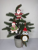 Lot Of 3 Plastic Pull String Ornaments 2016 Santa, Snowman, &amp; Owl - £11.61 GBP